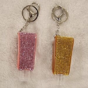 Sparkling Pink and Gold Keychain Hand Sanitizer Holders